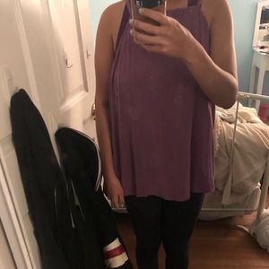 Purple spaghetti strap halter tank